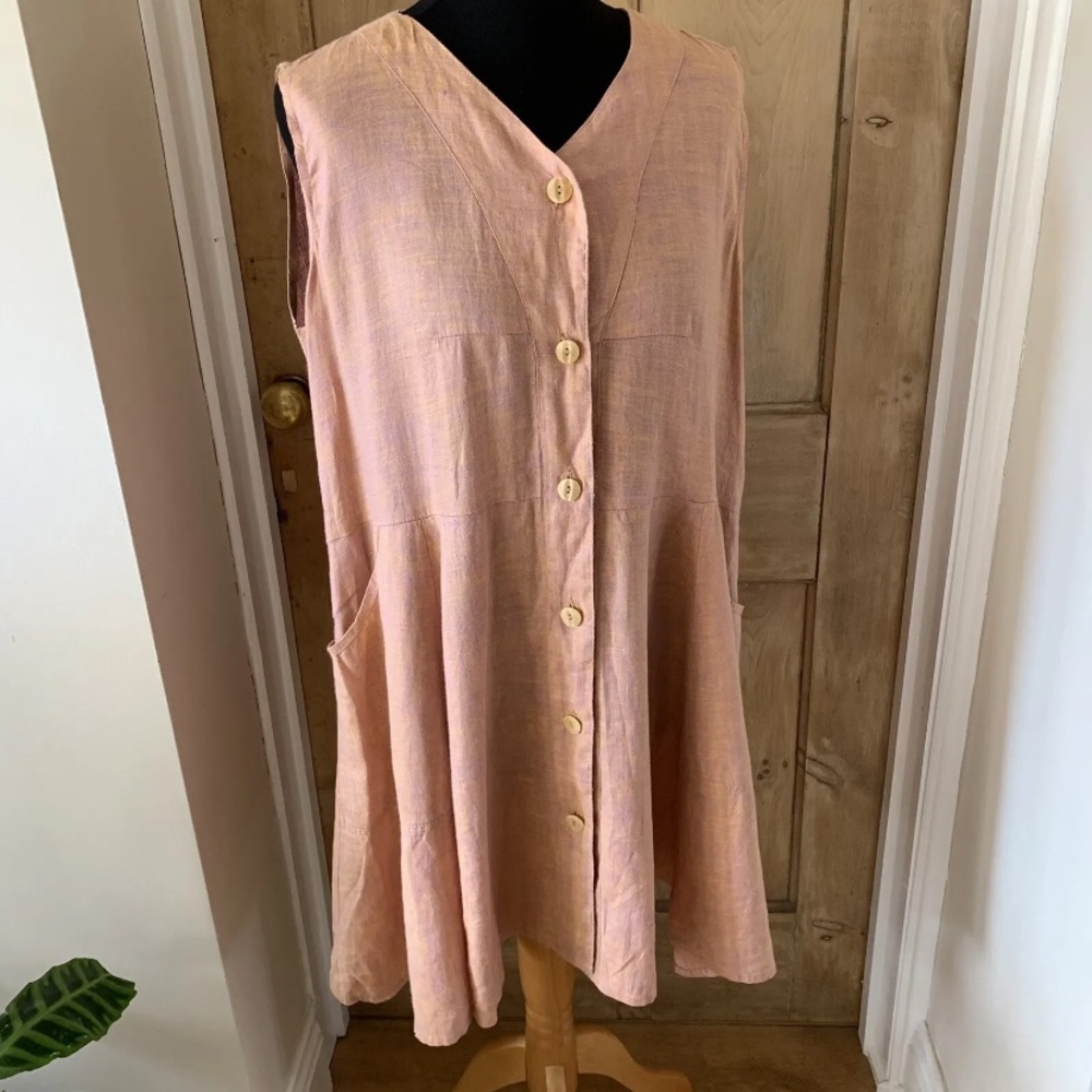 Flax 100% linen oversized summer dress size small - Picture 3 of 10